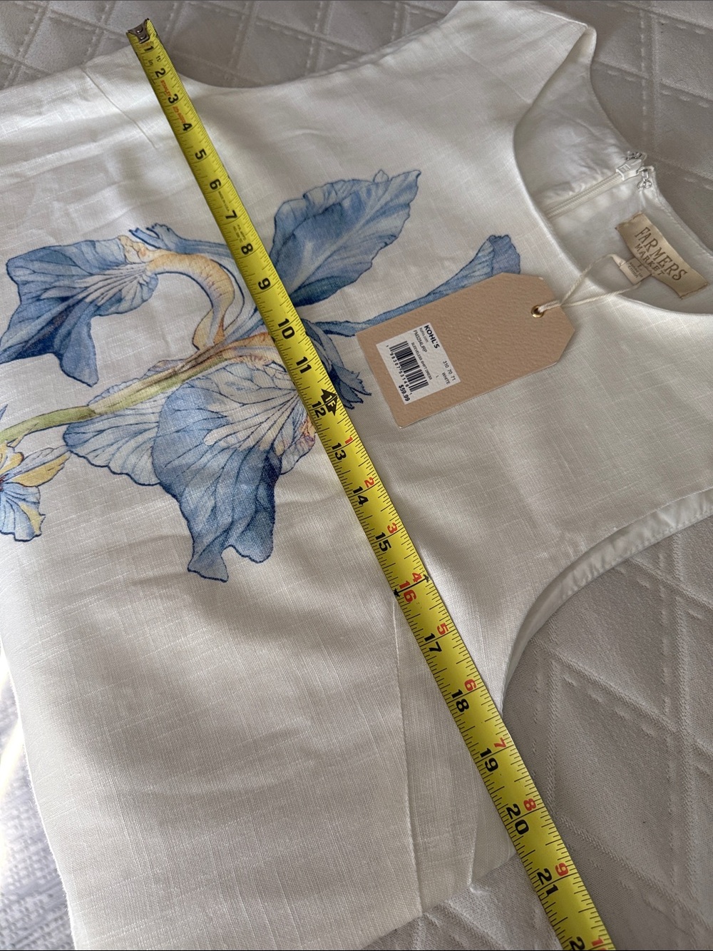 Farmers Market Floral Linen Blend Shift Dress White Size Large NWT - Picture 8 of 17